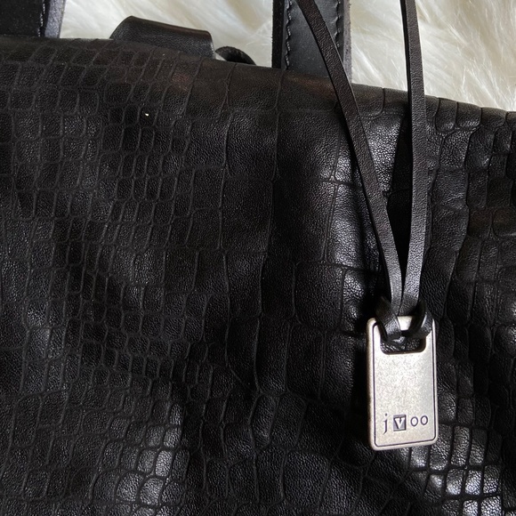 John Varvatos Croc-embossed Leather Mens Backpack In Black - Picture 6 of 10